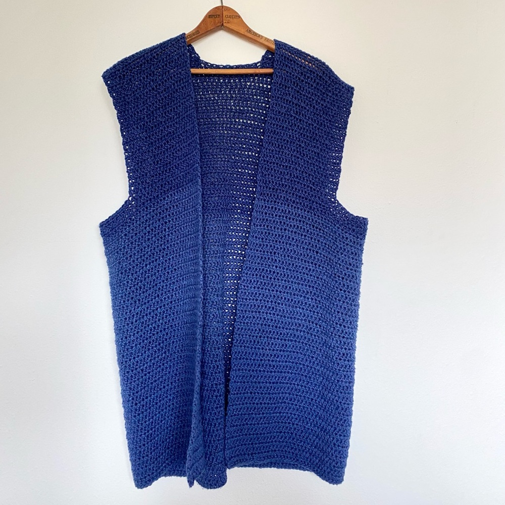 Vintage blue knit sweater shrug vest
